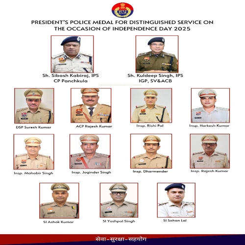 13 police officers of Haryana will be honored on 15 August